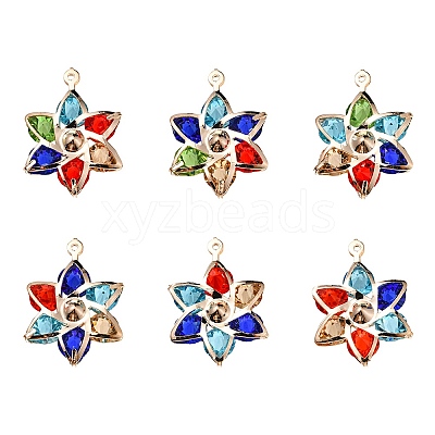 6Pcs Rack Plating Iron Glass Pendants IFIN-YW0001-52-1
