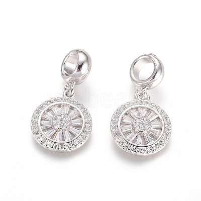 Brass Micro Pave Cubic Zirconia European Dangle Charms X-ZIRC-E163-19P-1