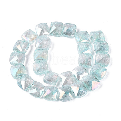Electroplate Transparent Crackle Glass Beads Strands EGLA-Q135-02A-B02-1