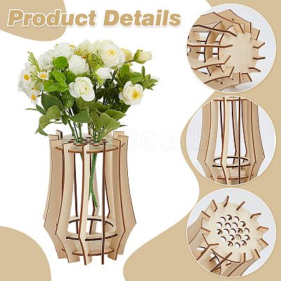 Wooden Vase Building Kits for Flowers Bouquet DIY-WH0899-68A-1