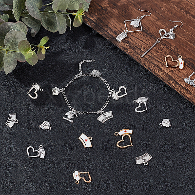 64Pcs 8 Style Alloy Pendant Sets FIND-AR0001-34-1