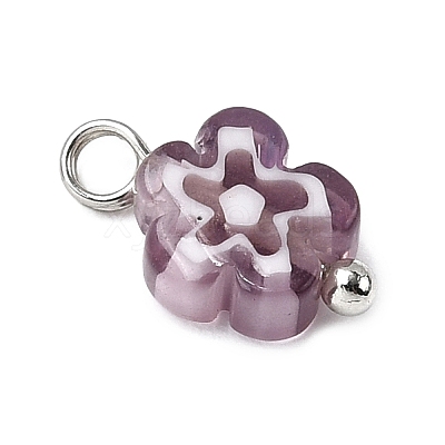 Handmade Millefiori Glass Charms PALLOY-JF04572-02-1