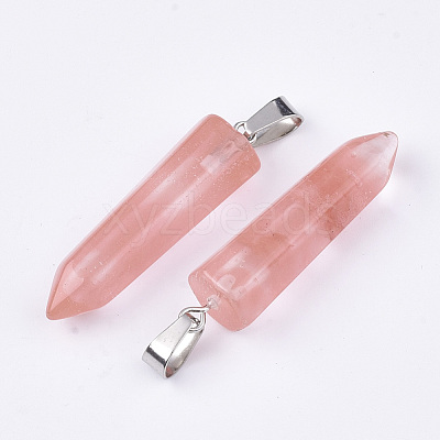 Cherry Quartz Glass Point Pendants G-R220-34N-1