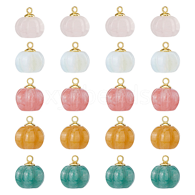 20Pcs 5 Colors Natural Green Aventurine & Topaz Jade & Rose Quartz PALLOY-FH00086-1