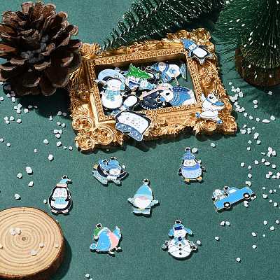 40Pcs 20 Styles Winter Theme Zinc Alloy Enamel Pendants ENAM-CJ0006-43-1