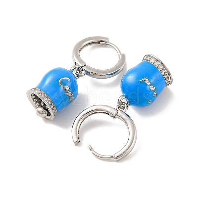 Bell Brass & Enamel Hoop Earrings for Women EJEW-U015-25P-O-1