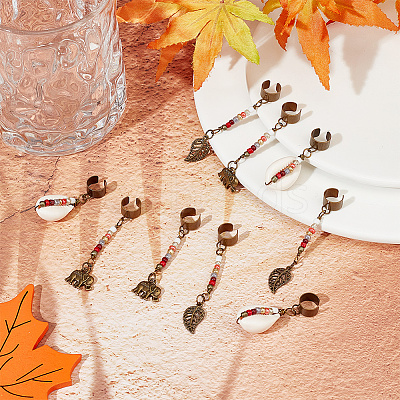 Tibetan Style Alloy & Cowrie Shell Braiding Hair Pendants Decoration OHAR-AB00016-1