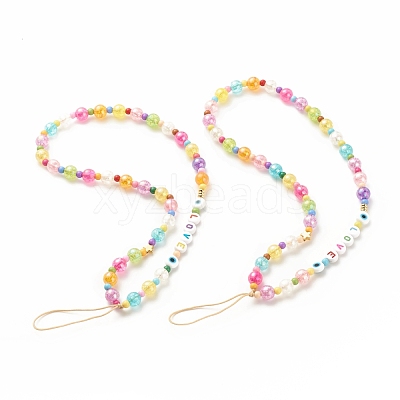 Word LOVE Acrylic Mobile Straps HJEW-JM00643-1