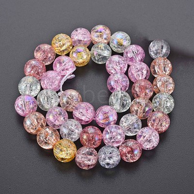 Electroplate Crackle Glass Bead Strands GLAA-S192-C-009B-1
