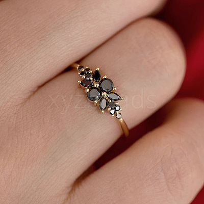 Flower 925 Sterling Silve Micro Pave Cubic Zirconia Finger Rings FS-WG7A18F-05-1