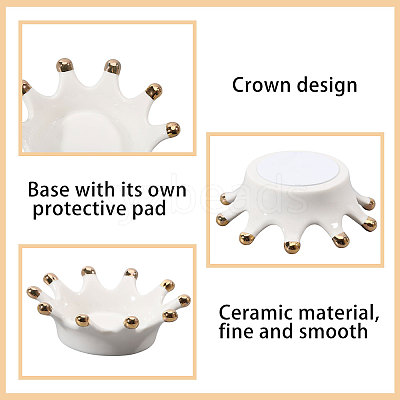 Porcelain Crown Shape Jewelry Plate DJEW-WH0039-120-1