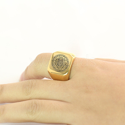 The Seven-Pointed Star Pattern 304 Stainless Steel Finger Rings FS-WGB7142-18-1