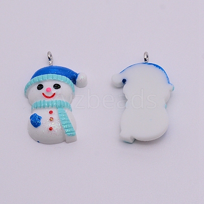 Opaque Resin Pendants with Platinum Tone Iron Accessories LS-RESI-WH0014-20-1