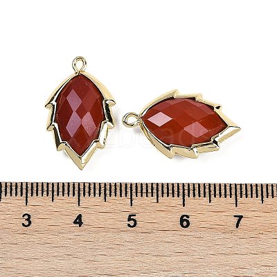 Natural Red Jasper Faceted Leaf Pendants G-I375-04G-16-1