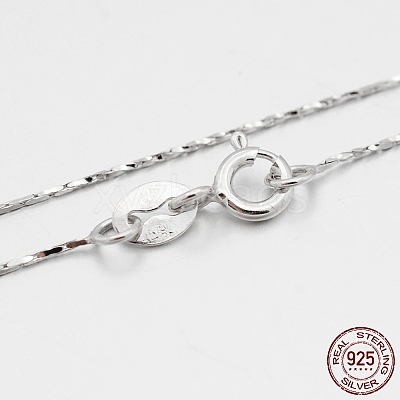 Anti-Tarnish Rhodium Plated 925 Sterling Silver Boston Link Chain Necklaces STER-M086-17B-1