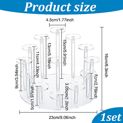13-Tier Flat Round Acrylic Minifigures Organizer Display Risers ODIS-WH0038-35-1