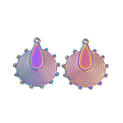 Ion Plating(IP) 304 Stainless Steel Pendant Cabochons Settings STAS-C003-08MC-1