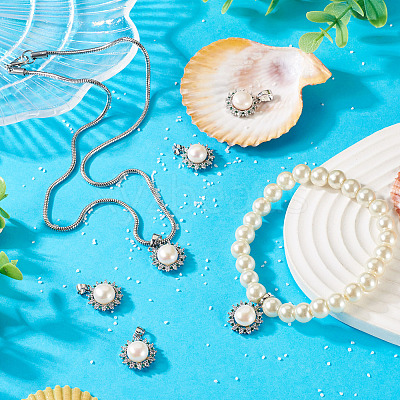 4Pcs Natural Pearl Pendants PALLOY-TAC0182-1