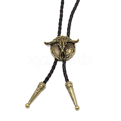Flat Round with Ox-head Laria Necklace for Men Women LS-NJEW-WH0011-11AB-1