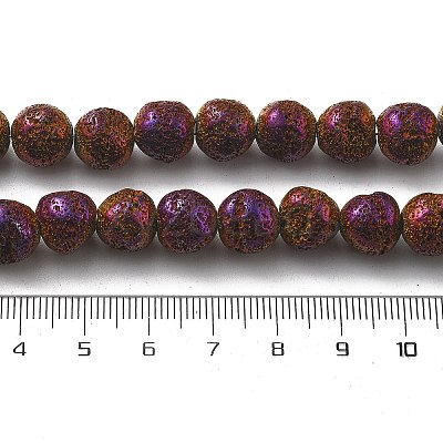 Electroplated Natural Lava Rock Beads Strands G-A251-D01-01B-1
