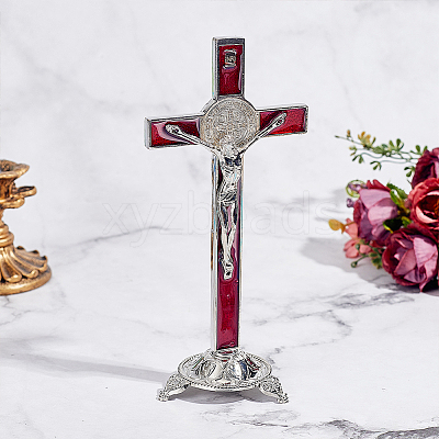 Alloy Enamel Saint Benedict Crucifix Display Decorations AJEW-WH0752-416B-1
