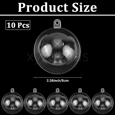 10Pcs Transparency Acrylic Christmas Balls Pendants DIY-CP0013-38A-1