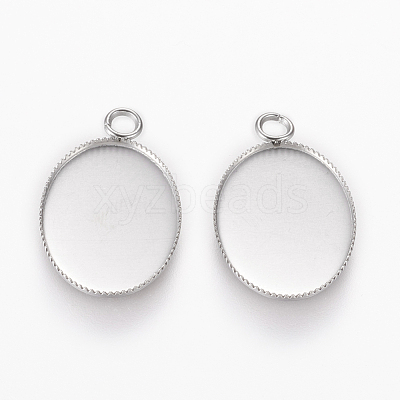 Tarnish Resistant 304 Stainless Steel Pendant Cabochon Settings STAS-L195-11B-1