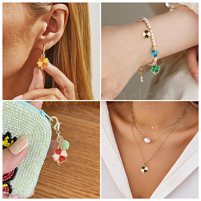 50Pcs 5 Colors Alloy Enamel Pendants ENAM-TA0003-81-1