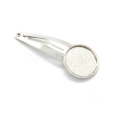 Alloy Snap Hair Clip with Blank Round Trays PW-WG38295-11-1