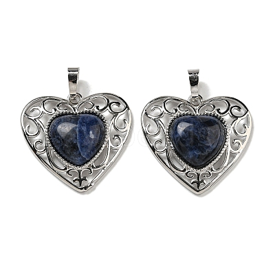 Natural Sodalite Peach Love Heart Pendants G-G158-01P-1