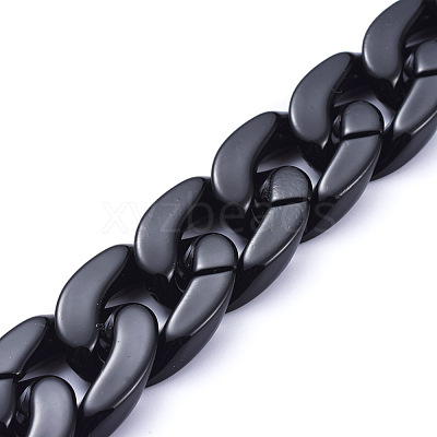 Handmade Opaque Acrylic Curb Chains X-AJEW-JB00564-02-1