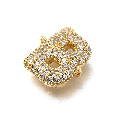 Brass Micro Pave Cubic Zirconia Letter Links X-KK-I717-04B-1