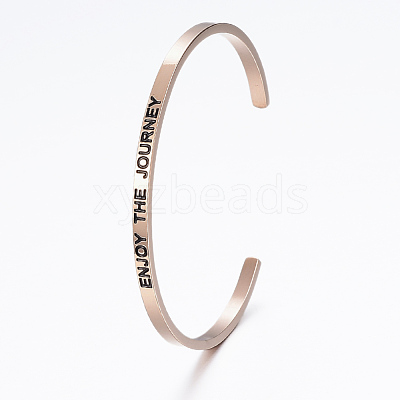 304 Stainless Steel Inspirational Cuff Bangles BJEW-K173-14-1