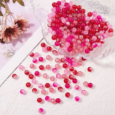 300Pcs 6 Colors Spray Painted Crackle Glass Beads CCG-SZ0001-11A-1