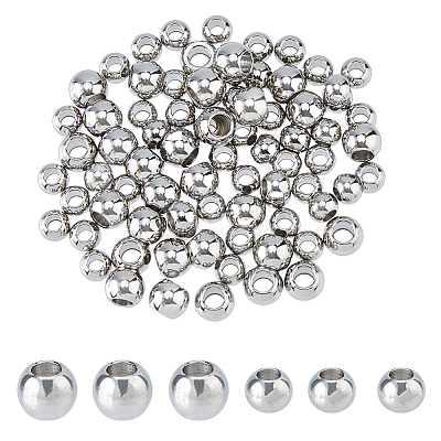 2 Style 304 Stainless Steel European Beads STAS-DC0015-67-1