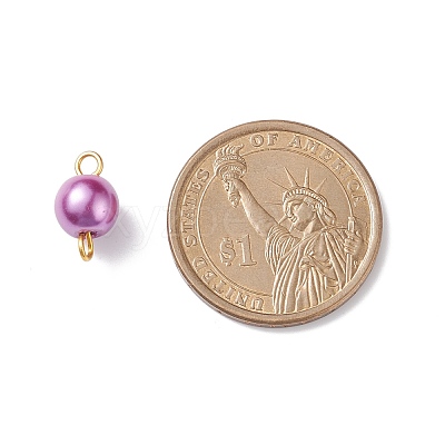 Glass Imitation Pearl Connector Charms PALLOY-JF01881-02-1