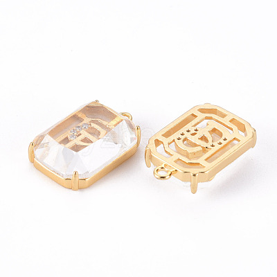 Brass Micro Pave Clear Cubic Zirconia Pendants KK-T062-98G-NF-1