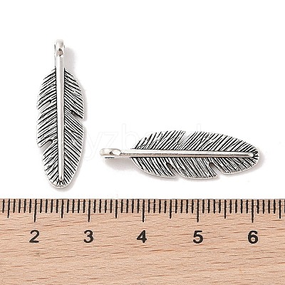 Tibetan Style Alloy Feather Pendants LS-TIBEP-1360-AS-LF-1