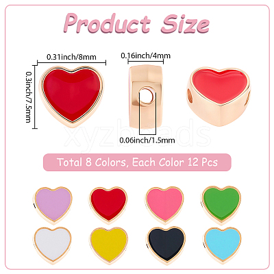 96Pcs 8 Colors Alloy Enamel Beads FIND-SC0015-37-1