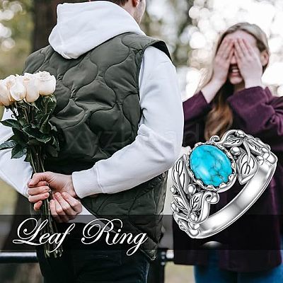 Zinc Alloy with Synthetic Turquoise Finger Rings FS-WGE57A9-02-1