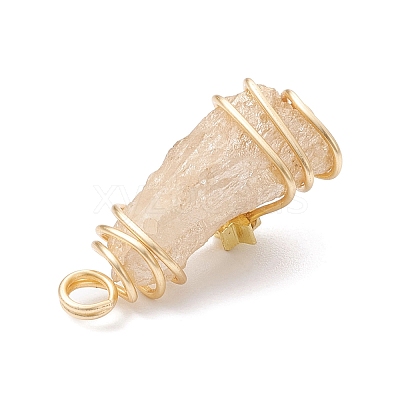 Electroplated Natural Quartz Crystal Dyed Copper Wire Wrapped Pendants PALLOY-JF02326-07-1