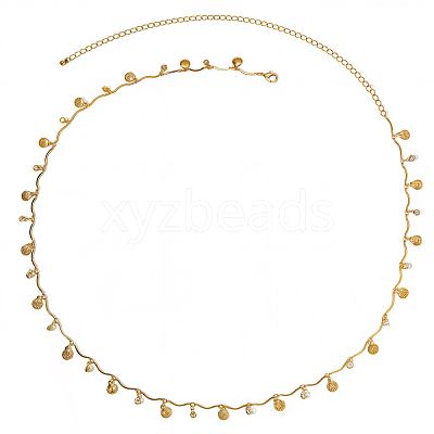 Ocean Iron Glass Rhinestone Shell Shape Tassel Waist Belly Body Chains for Women AJEW-WH20019-86-1