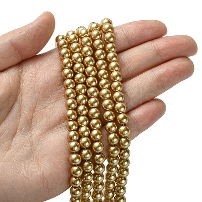 Eco-Friendly Dyed Glass Pearl Beads Strands HY-A008-6mm-RB093-1