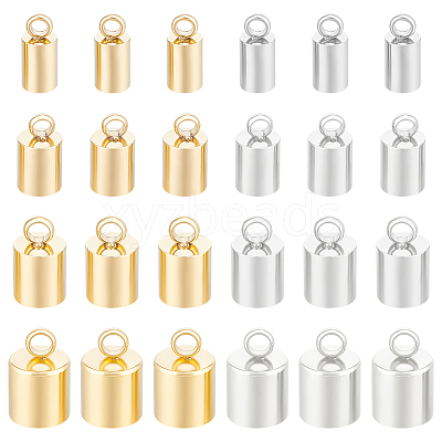 32Pcs 8 Styles 201 Stainless Steel Cord Ends STAS-UN0057-46-1