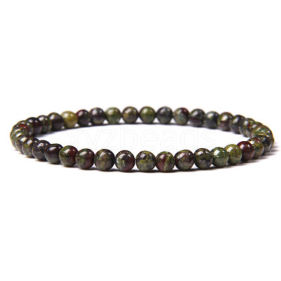 4mm Round Natural Dragon Blood Beads Bracelet for Men KG3069-27-1