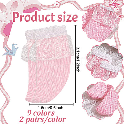 18 Pairs 9 Colors Cloth Doll Lace Short Socks AJEW-GO0001-92-1