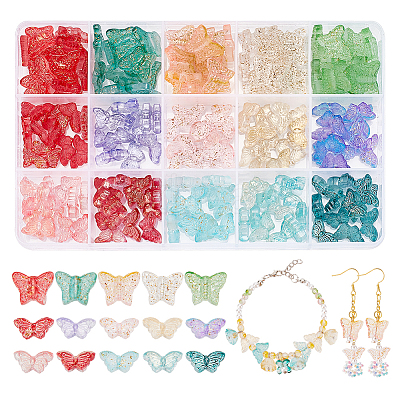 180Pcs 15 Style Transparent Spray Painted Glass Beads GLAA-PH0002-43-1