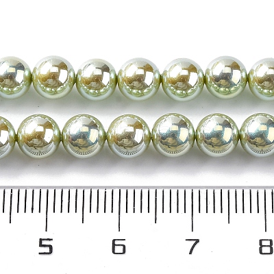 UV Plating Pearlized Glass Pearl Beads Strands GLAA-F128-01A-T14-1