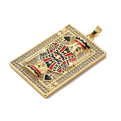 Brass Micro Pave Cubic Zirconia and Enamel Pendants KK-Q098-17G-B-1