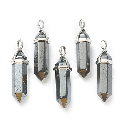 Synthetic Non-magnetic Hematite Pointed Pendants X-G-M378-01P-A16-1